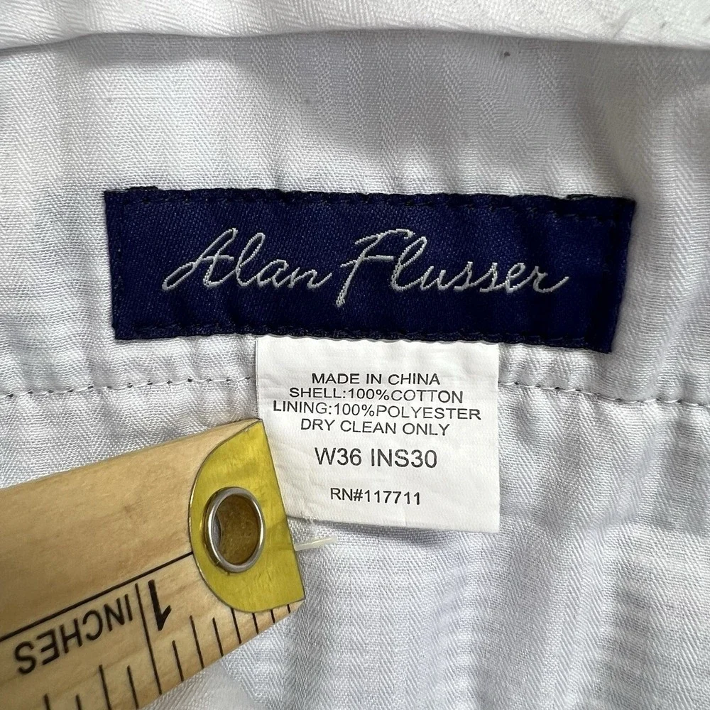 Alan‎ Flusser Seersucker Dress Pants Mens 36x30(35.5x28) Striped Cotton Trousers